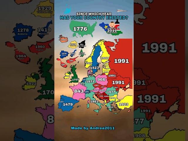Since which year has your country existed?  #shorts #europe #history #mapping #geography #usa #map