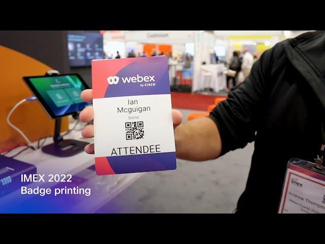 Webex Events badge printing demo at IMEX 2022