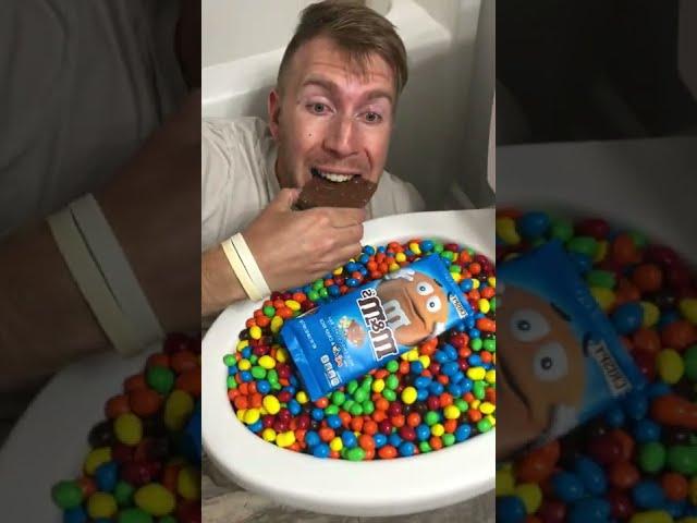 Eating M&M's Chocolate Candy Bar in Toilet #shorts #asmr #food