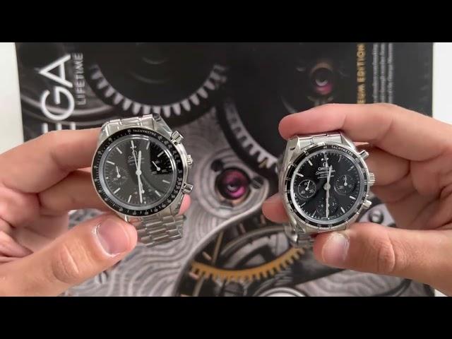 Omega Speedmaster Reduced next to the new Speedmaster 38