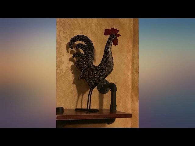 Black Damask Metal Rooster Decor, Metal Chicken Statue Handcrafted by Metal review