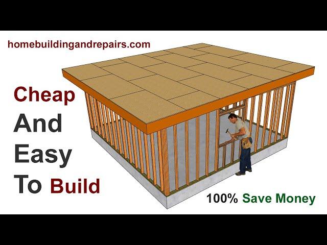 Easiest Small House or Apartment Framing With Shed Roof - Affordable Home Construction