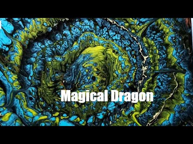 Magical Dragon.. Psychedelic?  Circular straight pour/ life in splatters .. 2 paintings