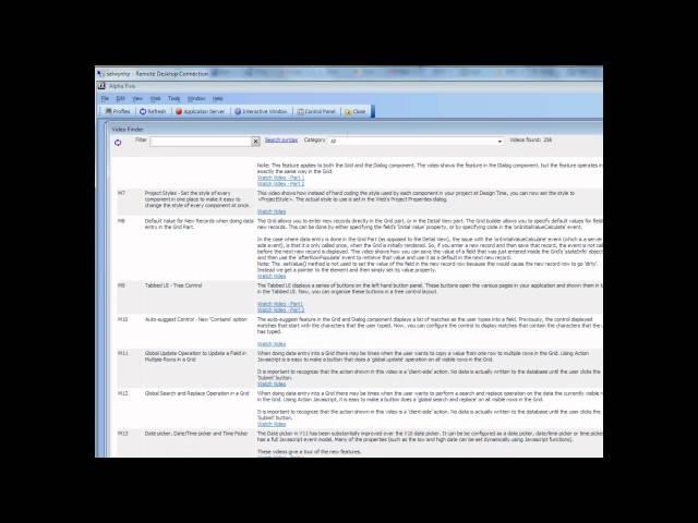 Alpha Five v11 Video finder