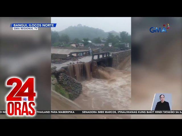 Rumaragasang ilog, umapaw sa tulay; may nasira ring dike at binahang bahay | 24 Oras