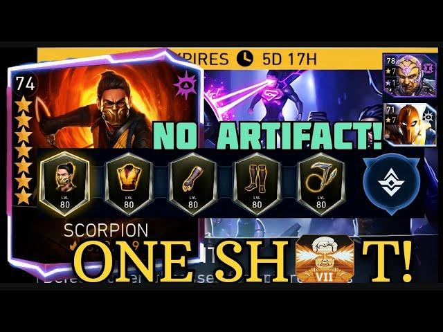 SCORPION Without ARTIFACT Does ONE SHOT! (NO Raven NO Gemstone) H7 ROK Solo Raid Injustice 2 Mobile