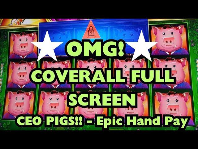 *OMG!* DREAM COVERALL Full Screen of CEO Pigs – Epic Hand Pay! #slots #casinos #huffnevenmorepuff