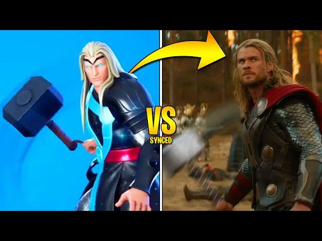 Fortnite Thor BUILT-IN Emote in REAL LIFE COMPARISON 100% SYNCED!! (God of Thunder Emote)