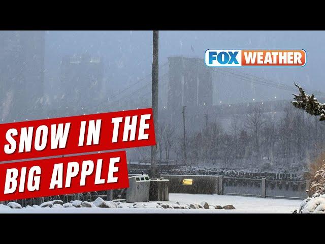 First Measurable Snow Of The Season Blankets New York City