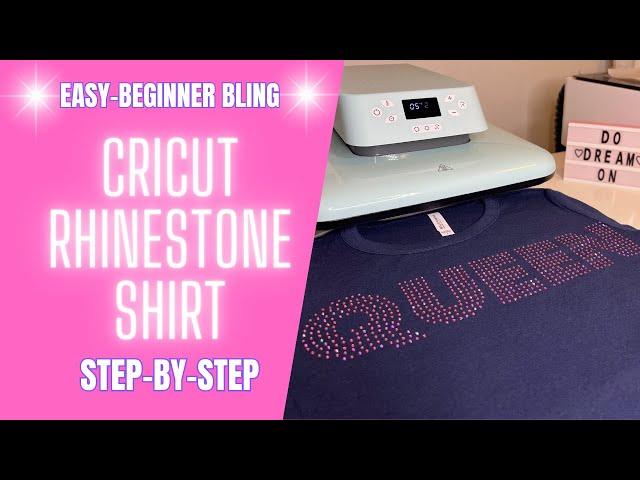 How to make a CRICUT RHINESTONE SHIRT FOR BEGINNERS USING RHINESTONE FONT | STEP BY STEP | EASY