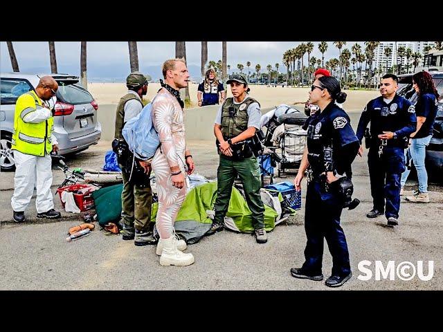 Tension on the Beach: Homeless Items Discarded During Coordinated Cleanup at Venice Beach