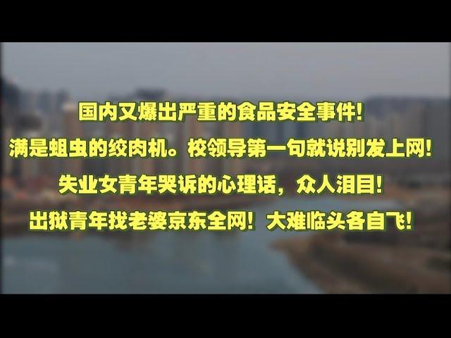 国内又爆出严重的食品安全事件！满是蛆虫的绞肉机。校领导第一句就说别发上网！失业女青年哭诉的心理话，众人泪目！出狱青年找老婆京东全网！大难临头各自飞！