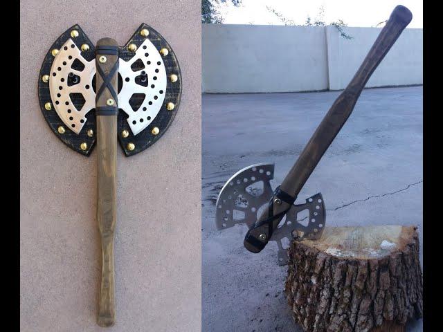 Making a double bladed axe from disc brake