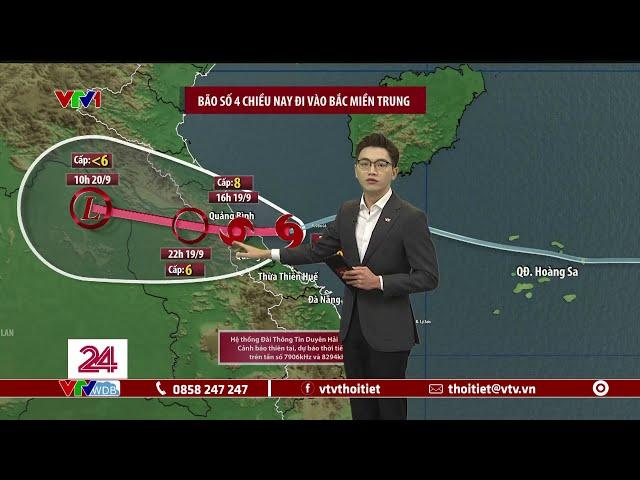 Dự báo thời tiết 11h30 - 19/09/2024 | Bão số 4 chiều nay vào Bắc Trung Bộ | VTVWDB