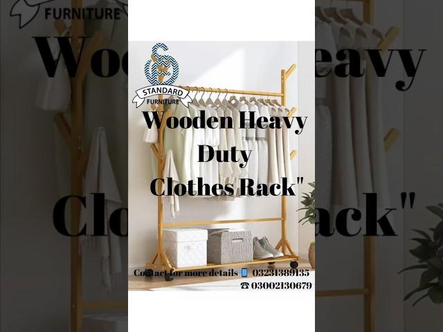 Heavy Duty Wooden Clothes Rack – Perfect for Organizing Your Wardrobe#youtubeshorts#wood#music#trend