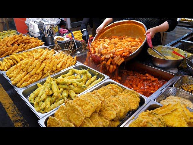 Delicious traditional market food - TOP 3 Chicken, tteokbokki, hotteok / Korean street food