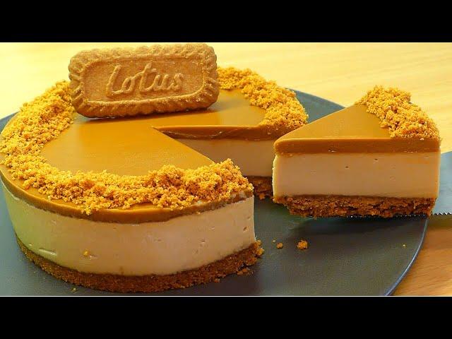 No-Bake Lotus Biscoff Cheesecake (No gelatin, No egg, No oven, No mixer)