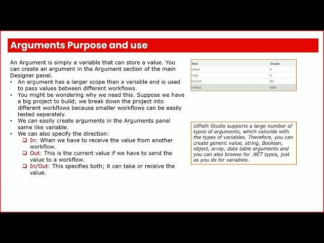 UiPath Studio Introduction | Working with Variables & Arguments