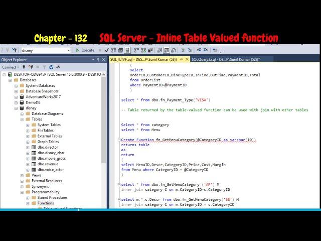 SQL Server - In line Table valued Function