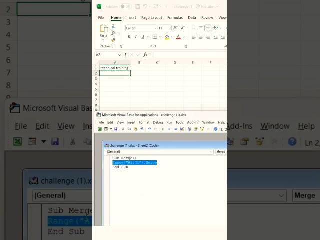 Merge Cells Using MS Excel VBA #shorts #shortsfeed #viralreels