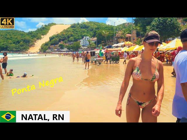  Ponta Negra beach in Natal, Rio Grande do Norte, Brazil [4K] beach walk