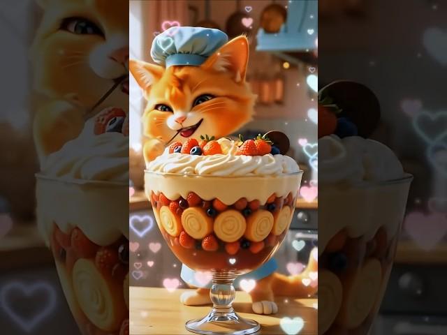  Cutest Cat Chef Makes SUPER easy Dessert! #shorts