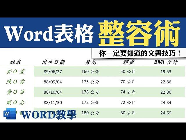 表格設計的四個撇步，讓你快速做出精美的文件！｜客服花路米EP82 Office好好玩-Word教學
