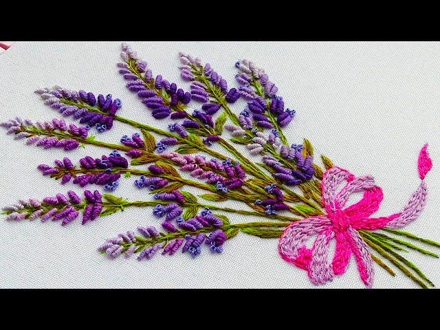 Hand embroidery: Lavender flowers