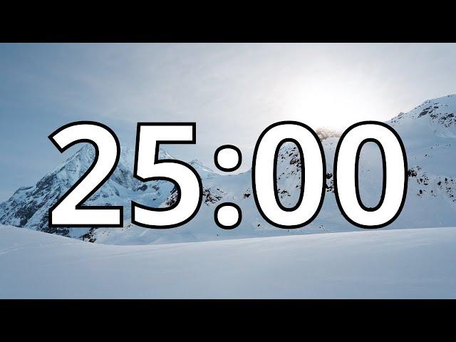 25 Minute Timer | Snowy Mountains | NO Music