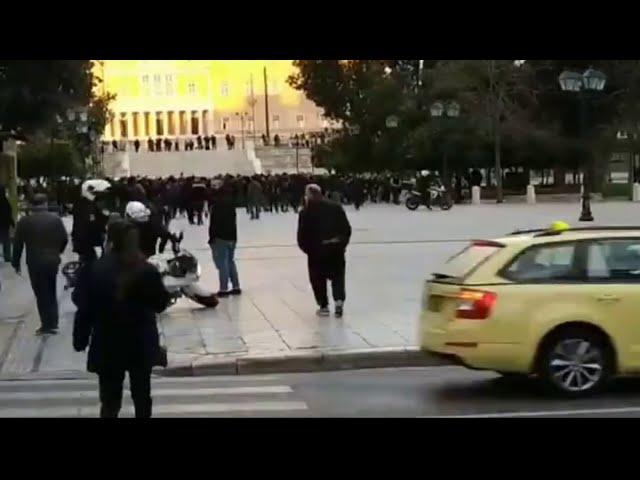 Greece: Biker cops damaging public property