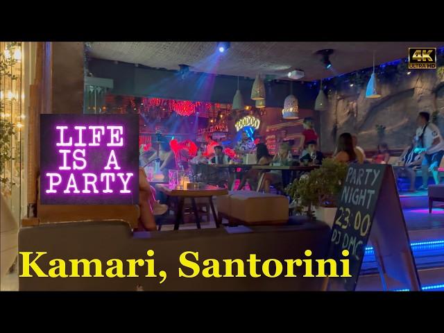 Kamari Santorini Nightlife 2024 Kamari Beach in 4K