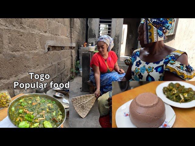 Cooking the MOST POPULAR FOOD in Togo, ADEME with Epokoume || jute leaves with sorghum dough