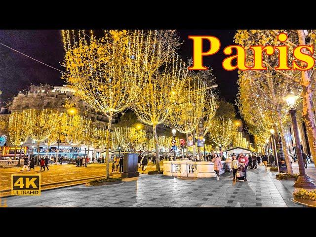 Paris, France - Paris Christmas Lights 2024 | Christmas Walk 4K | Paris 4K | A Walk In Paris