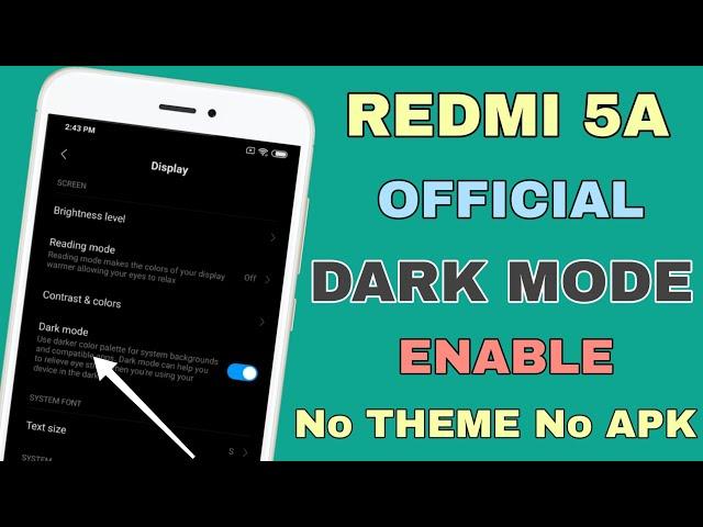 Redmi 5A Official Dark Mode Enable Without Any Theme & Apk | 100% Working 