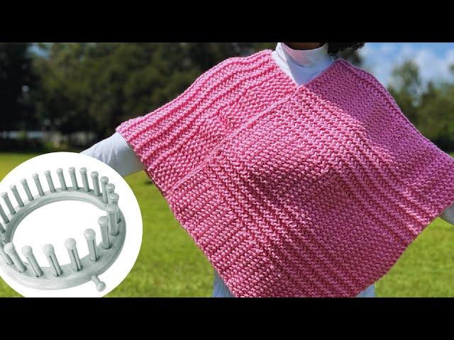 LoOM Knit Seed Stitch Poncho - Step by Step for Beginners - Use ANY Shape Loom