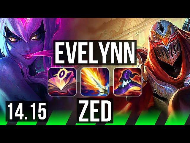 EVELYNN vs ZED (JGL) | 66k DMG, 24/3/13, 65% winrate, Legendary | EUNE Grandmaster | 14.15