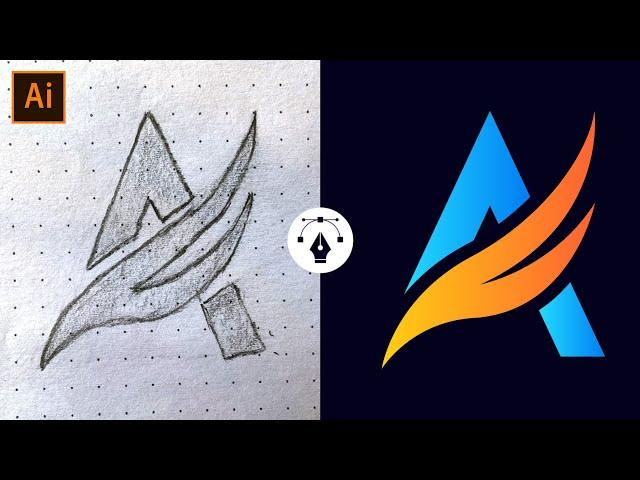 Adobe Illustrator Tutorial - How to Create Logo Design From Sketch