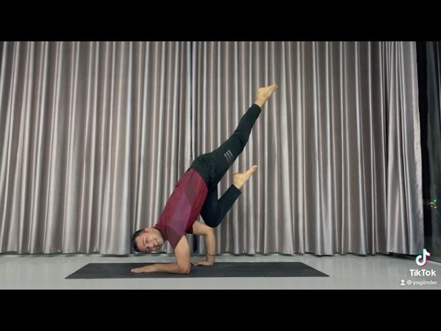 One-Legged Uneven Peacock Feather Pose ( Yogi Inder )