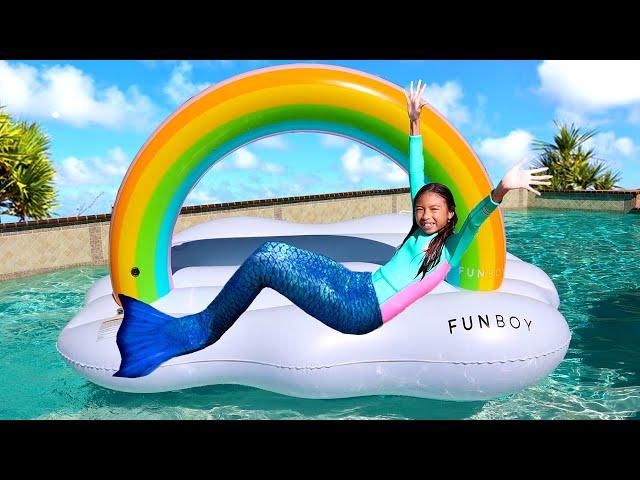 Wendy Pretend Play Swimming Pool Inflatable Colorful Rainbow Cloud Floating Toy for Kids