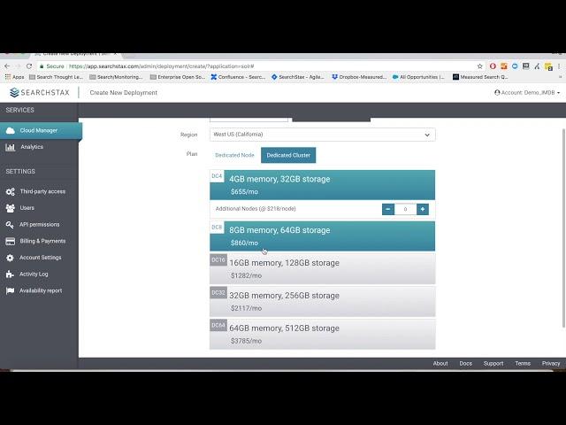 SearchStax Cloud Manager Azure Demo