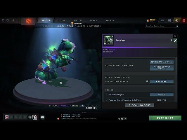 DIRETIDE - Battle Pass Reward - Pouches Courier - New Style Gem of Truesight
