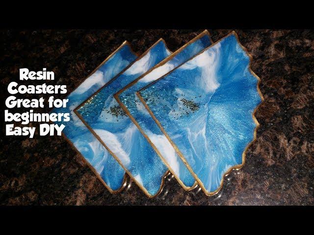 Agate Blue Wispy Resin Coasters DIY / Resin Art / Epoxy Art / Resin for beginners / Resin pouring