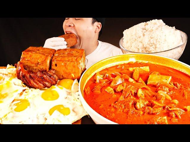 밥이 술술 들어가는 돼지김치찌개와 스팸, 계란후라이 먹방~!! 리얼사운드 ASMR Mukbang(Eating Show)