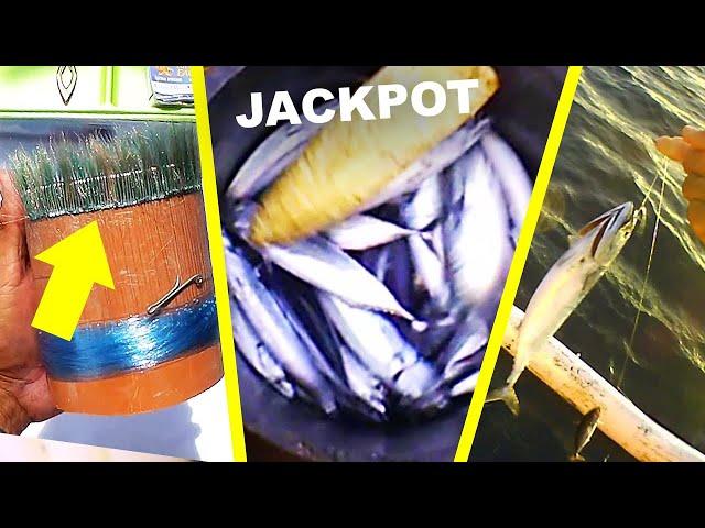 Amazing Traditional "Sabiki" Fishing | How to Catch Bonito Tuna Fish using Cloth (Tutorial)