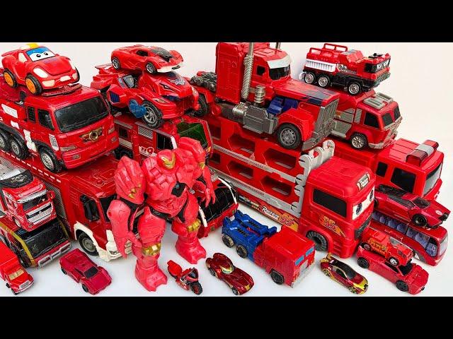 Red Color TRANSFORMERS 100+ Vehicle - Fall of Evil: OPTIMUS PRIME & BUMBLEBEE vs MEGATRON Stopmotion