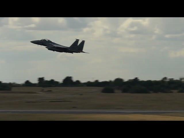 F-15E Strike Eagles take off in support of NATO Air Shielding