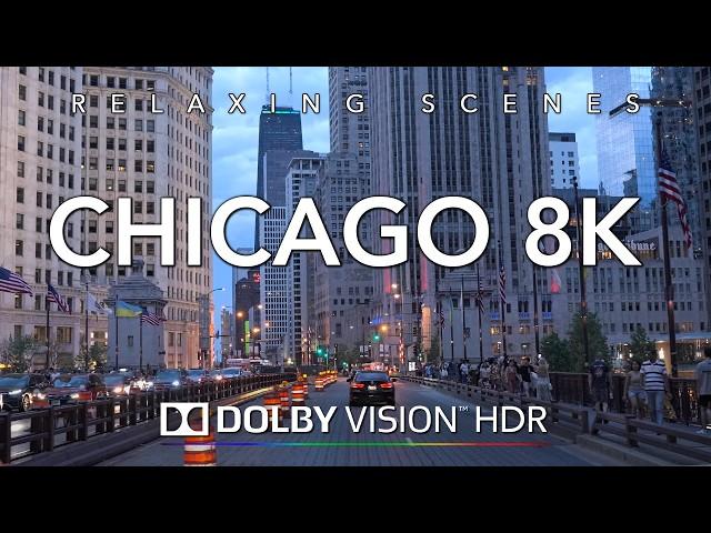 Driving Chicago 8K - Dolby Vision HDR at Sunset