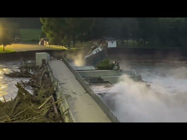 A home adjacent to the Rapidan Dam near Mankato has collapsed due to severe flooding