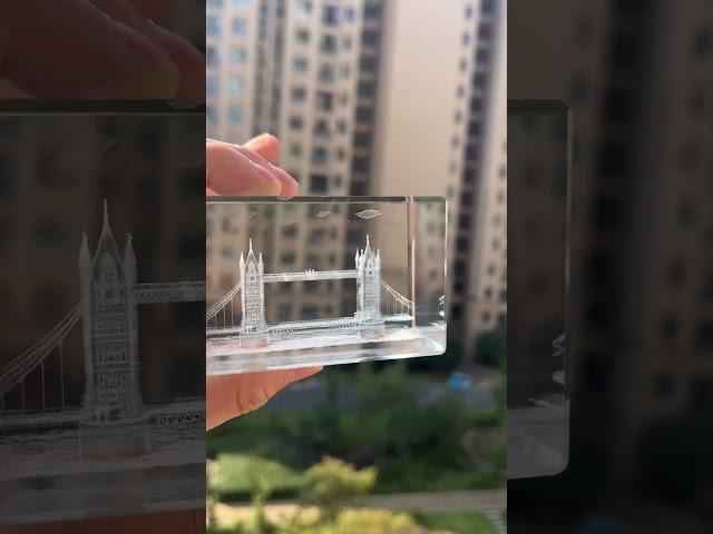 UK Bridge 3D Crystal Laser Architecture Cube Famous Building Model Figurines Miniatures