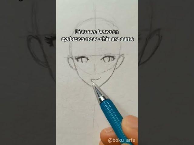 Easy way to draw anime face (female) #shorts